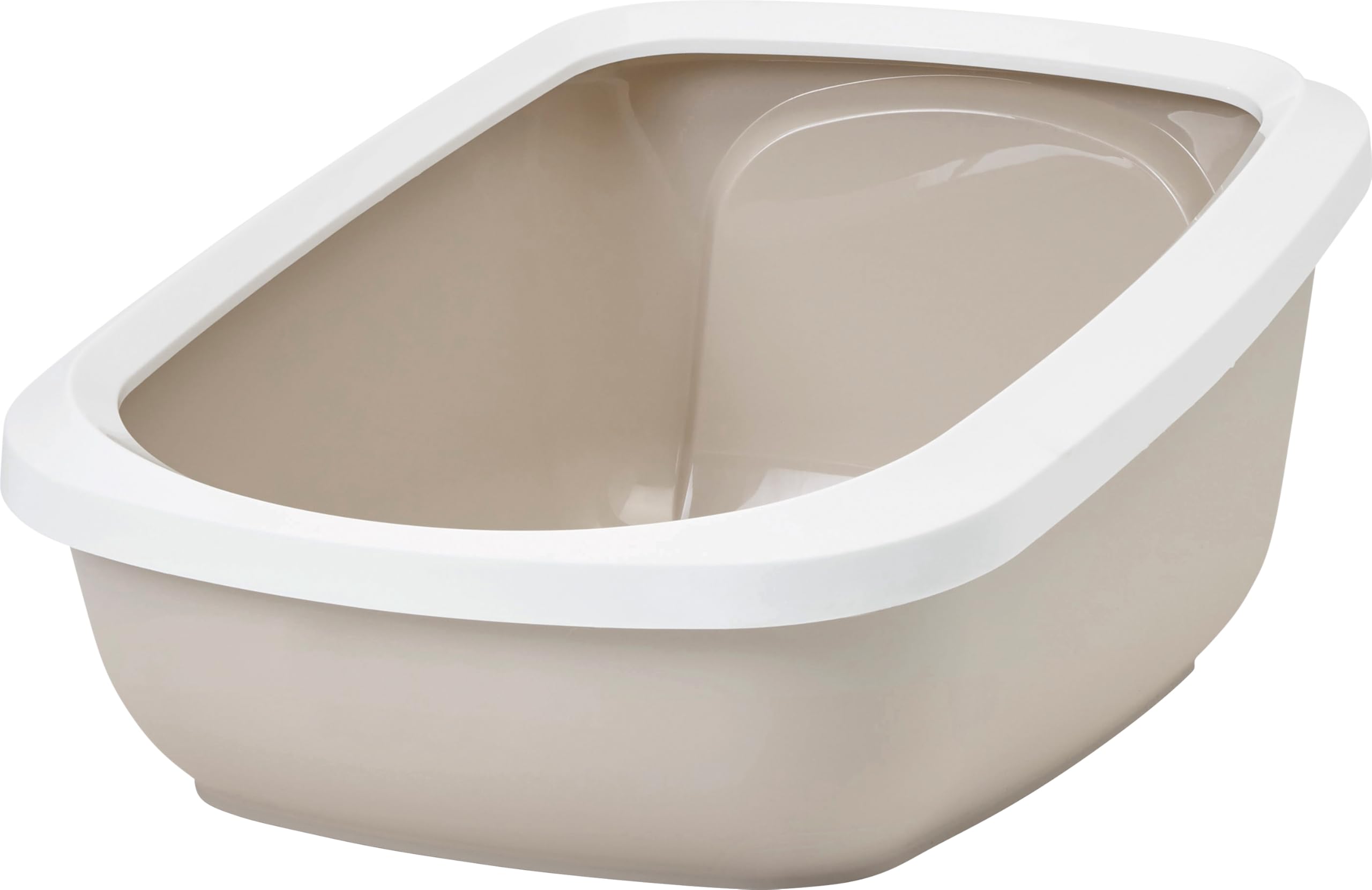 bac litiere pour Chat - Savic Aseo Jumbo - Beige - Ouvert - Grande Taille - Rebord Amovible - entrée Basse - 67,5x48,5x29 cm