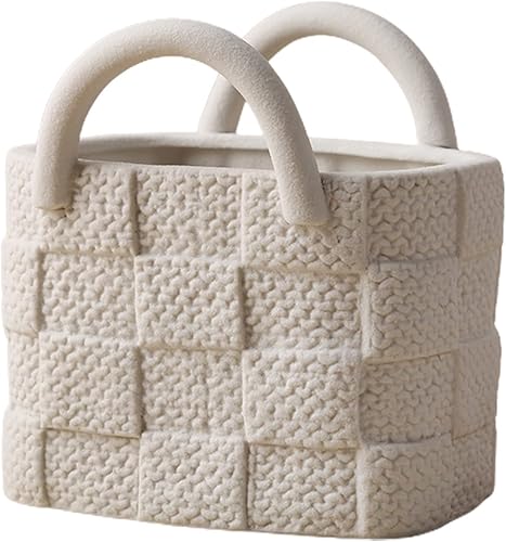 Jarrón creativo de cerámica, moderno bolso Morandi con forma de bolso, florero floral de cerámica para centros de mesa de boda, arreglo floral,