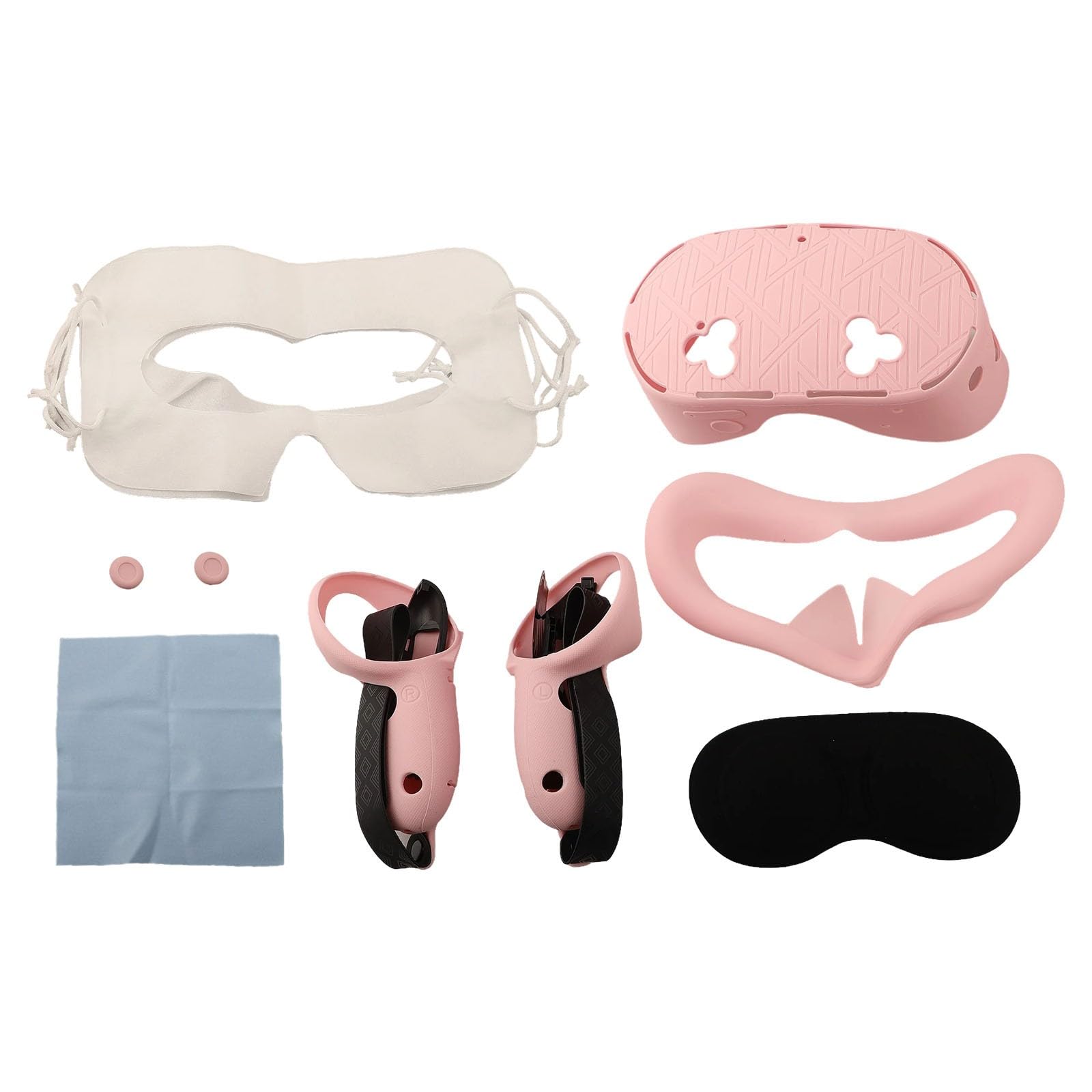Ensemble de coques de protection 7 en 1 en silicone pour Meta 3S, étui souple pour casque VR avec coussinet de nez anti-fuite, capuchon d'objectif, poignées de manette et joystick – Noir