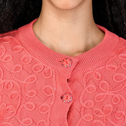 Image of LADYWILLINGTON Women Woollen Round Neck Sweater Heavy Front Long Kadai Cardigan Winter Wear Pure Wool Cardigan for Women Free Size Cotty Warm Cardigans with Side Pockets