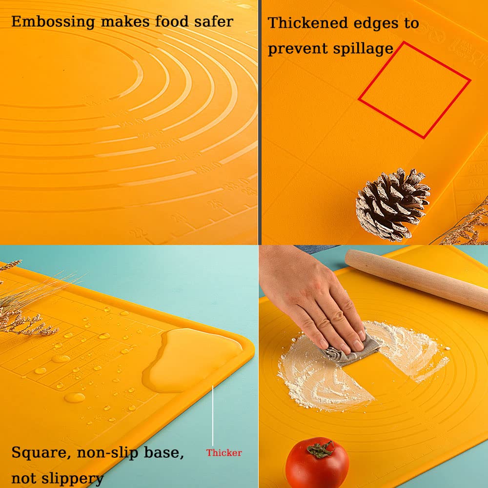 Tapis en Silicone pour La Cuisson Tapis De Pâtisserie Antiadhésif, Tapis De Pâte Extra Large avec Fonction De Mesure, Convient pour La Pizza, Les Pâtes, Le Pain
