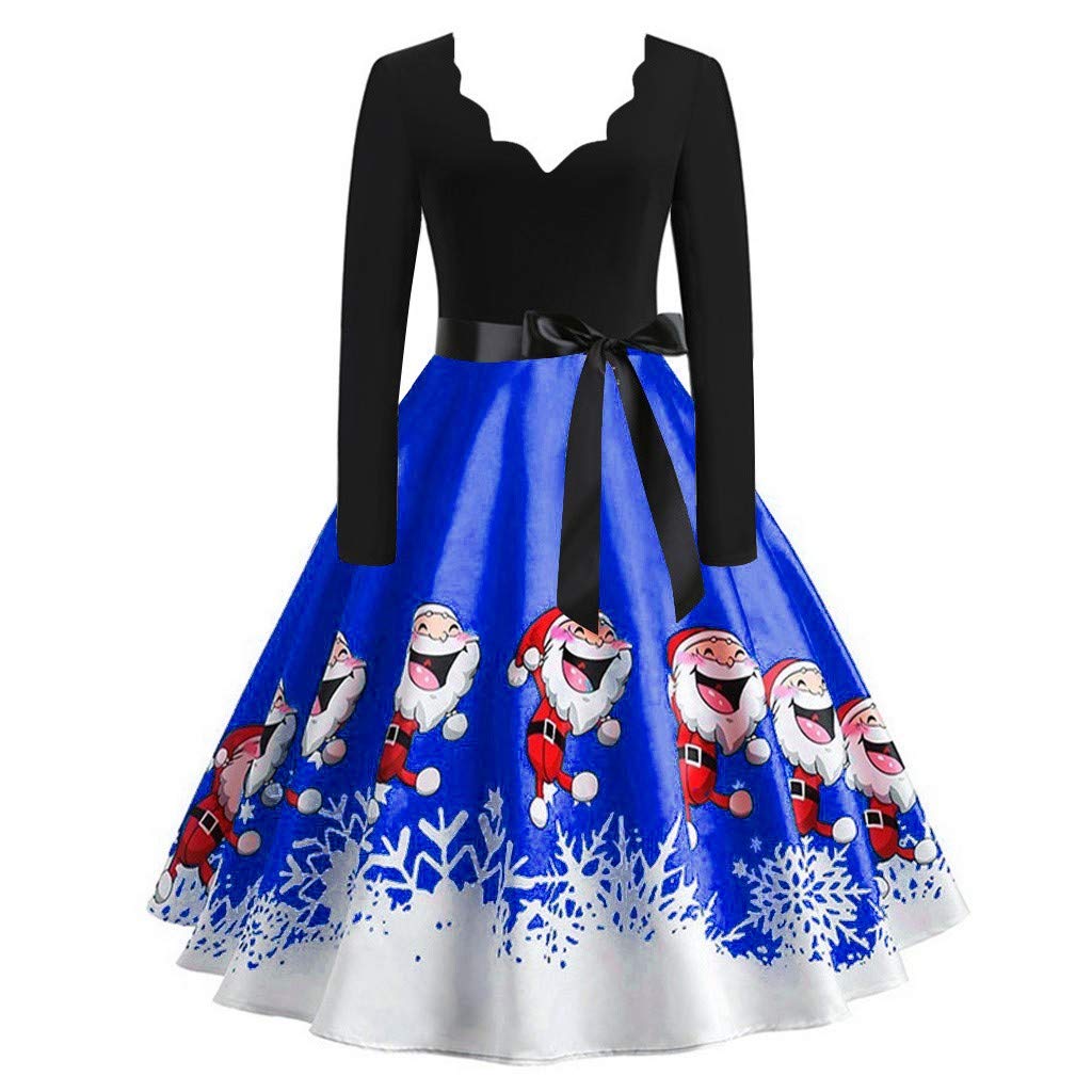 knee length dresses for ladies Green & White 1950s Christmas Lapel Dress