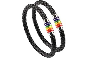 PHOGARY Rainbow Couple Leather Pride Bracelet