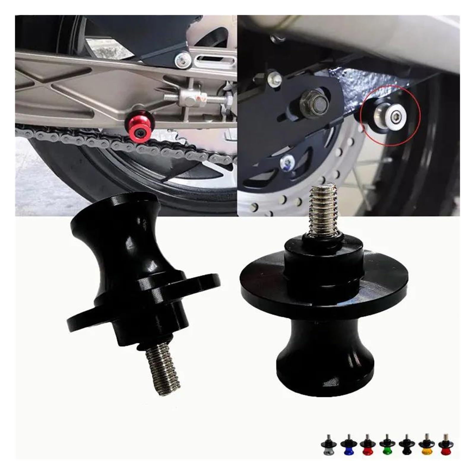 Nottolini Alzamoto Moto Spool Forcellone Per HONDA CBR 600RR CBR600RR 2004-2025 Supporto A Vite Per Slider Forcellone Moto 8 Mm(Nero)