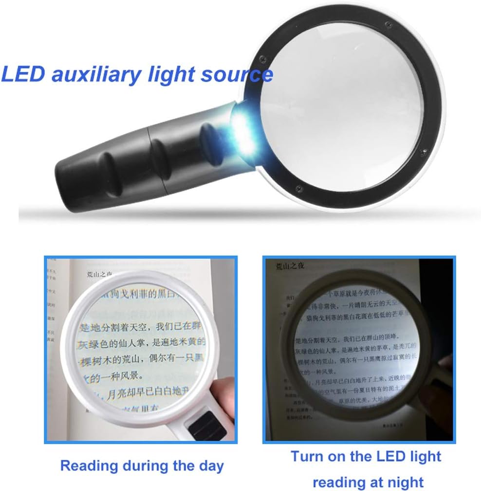 30 Times Handheld Magnifier with LED Light HD High Magnification Read Service Microscope Portable Reading Mirror Enlarged Mirror