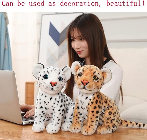 Miniatura 6 de Muñeca de animal simulada, leopardo de nieve, juguete de felpa de leopardo, regalo infantil para niños y niñas (leopardo de nieve, pequeño (alto