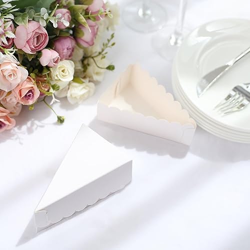 Miniatura 9 de Efavormart - Paquete de 10 cajas de postre de papel triangular de papel de aluminio blanco de 5 x 3 pulgadas, caja de una sola porción con parte