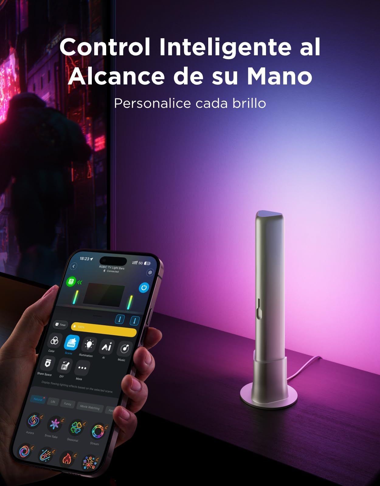 Govee Barras de luz LED Inteligentes, Compatible con Alexa, Matter, Plata
