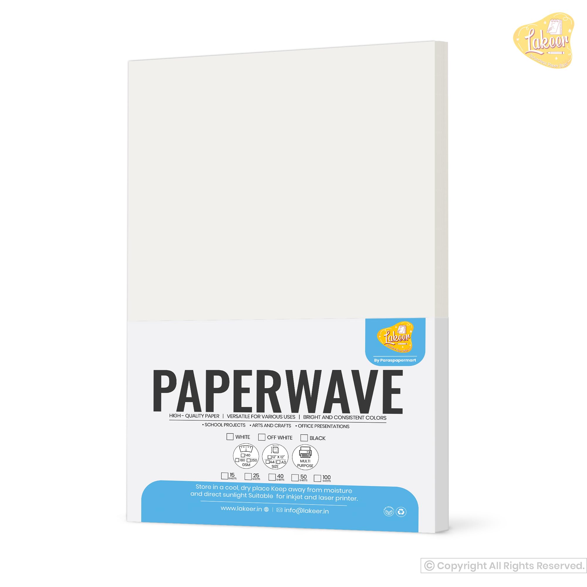 Lakeer A3 Off White Cardstock Paper, 175 GSM, Pack of 25 Sheets for Art, Crafts, Printing 1
