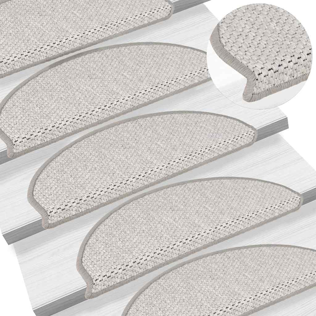 Treppenmatten Selbstklebend Sisal-Look 15 STK. 65x21x4 cm Treppenschoner Stufenmatte rutschfest antirutsch innen Holztreppe Steintreppe mit Tritt- und Kratzschutz waschbar