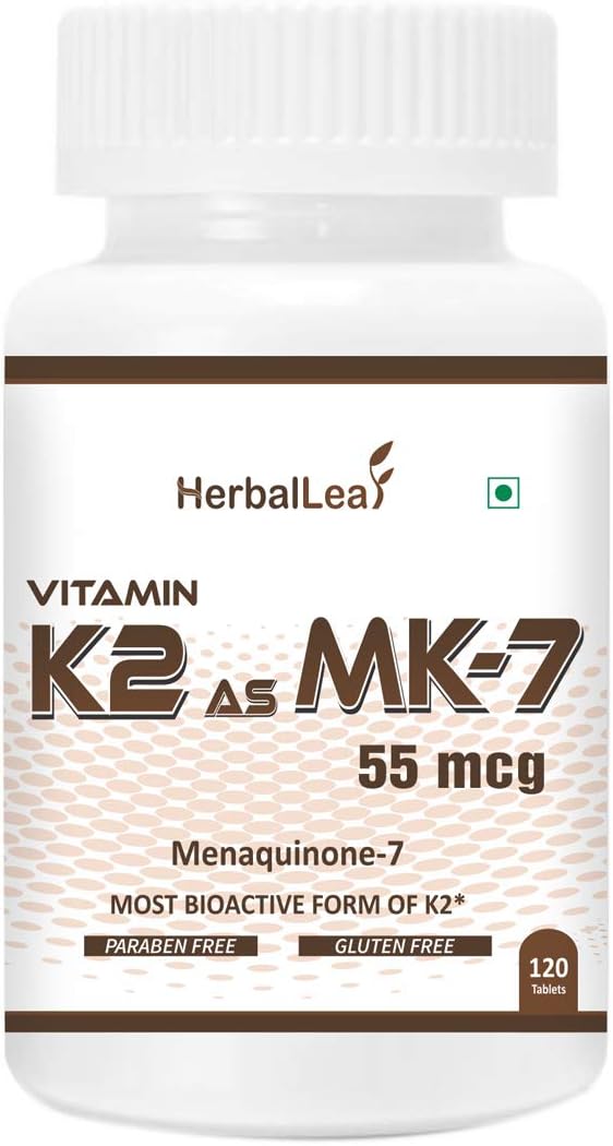 Herballeaf Vitamin K2 As MK7 55Mcg Supplement - 120 Veg Tablets