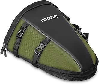 MOSISO Motorcycle Tail Bag Multifunctional Waterproof Polyester Storage Saddle Bag, 10L Outdoor Sports Motorbike Rear Seat Light Tank Bag Tool Carry Bag with Shoulder Strap, Army Green, MOMTB008