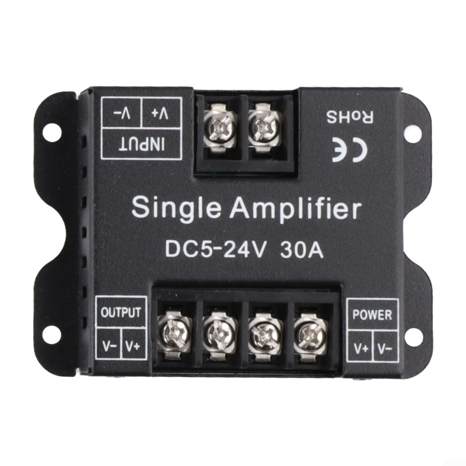 Amplificatore di segnale LED per strisce monocolore, per DC 5-24V 30A, alimentazione a canale singolo per modulo relè con alloggiamento in metallo