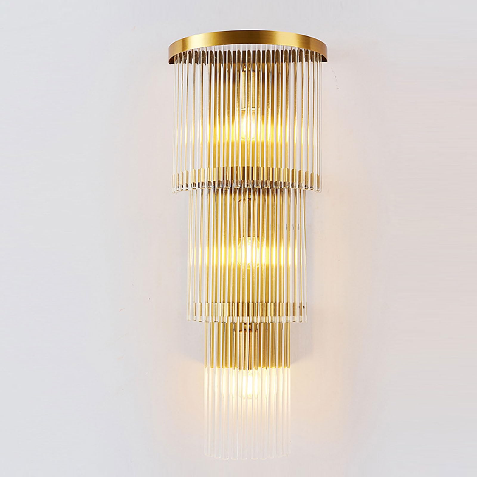 MESOVFCA European Style Wall Lamp Clear Crystal Shade - Anti-Rust Metal Indoor Light for Living Room and More(B)
