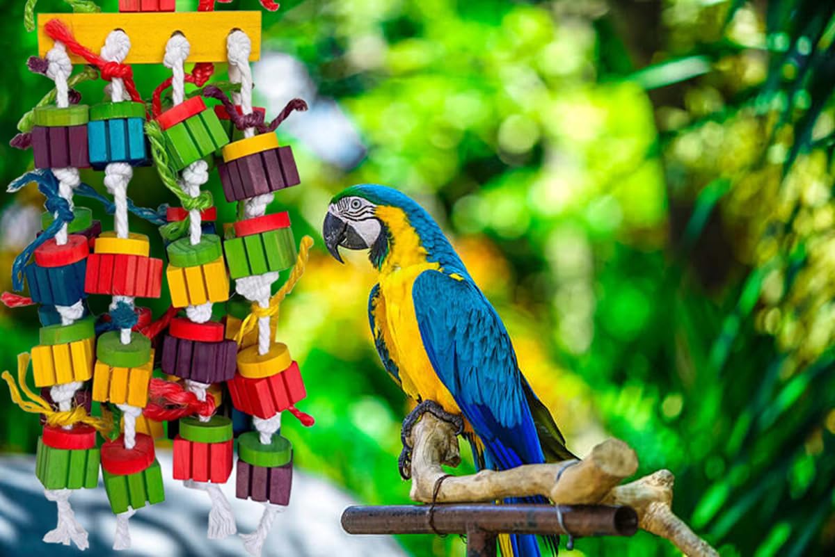 Grand oiseau perroquet jouets à mâcher pour aras, gris africain, perroquets amazones, cokatoos (50,8 cm)