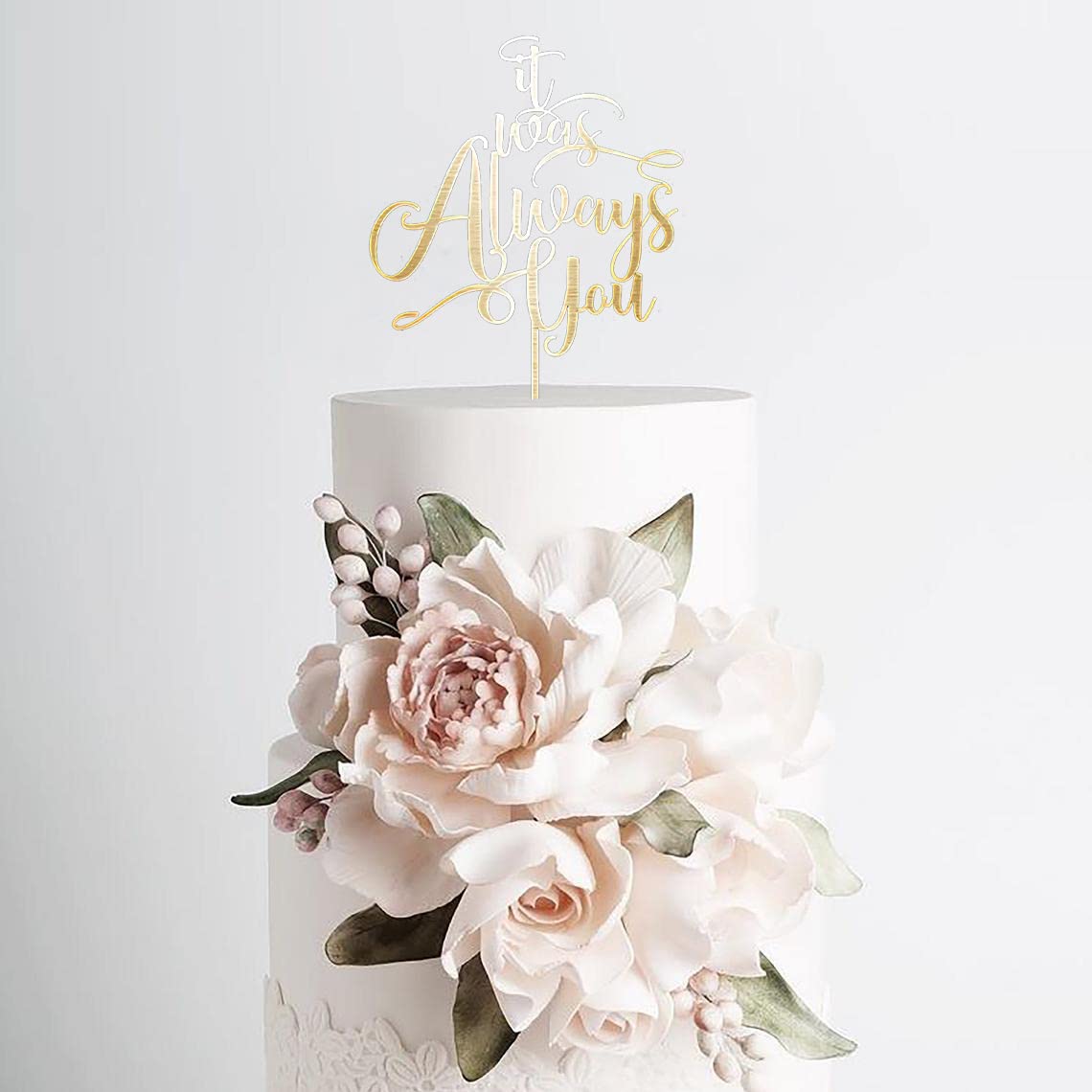 UTF4CIt was Always You Wedding Cake Topper Letter Quote Mirror Gold Acrylic Cake Decor Rustic Gift Bridal Party Supplies Engagement Anniversary Cake Decorations Favors