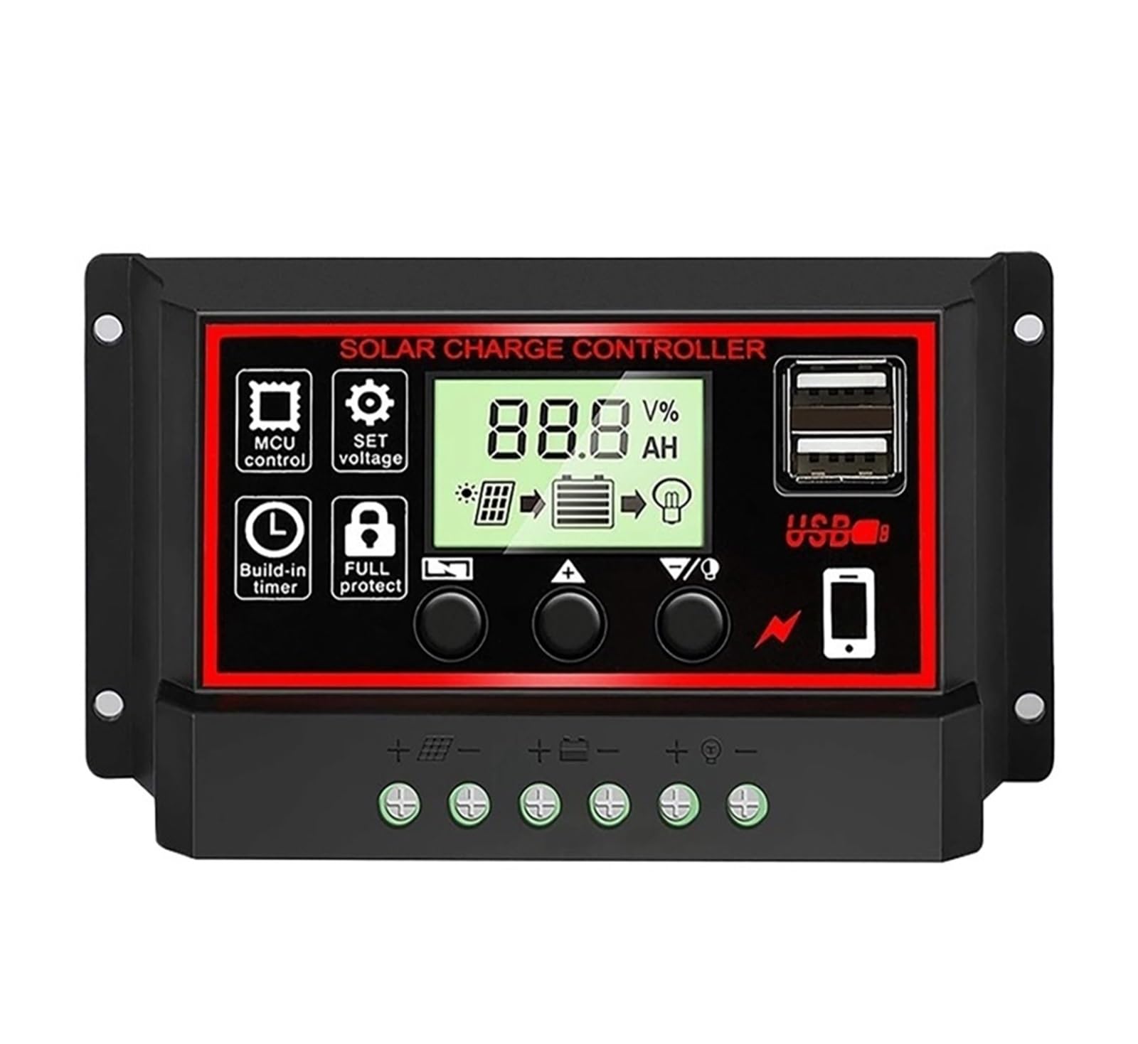 10/20/30/40/50/60/100A 12V/24V Regolatore Solare Display Digitale Schermo LCD Pannelli Solari Automatici Regolatore di Carica A Batteria(30A)
