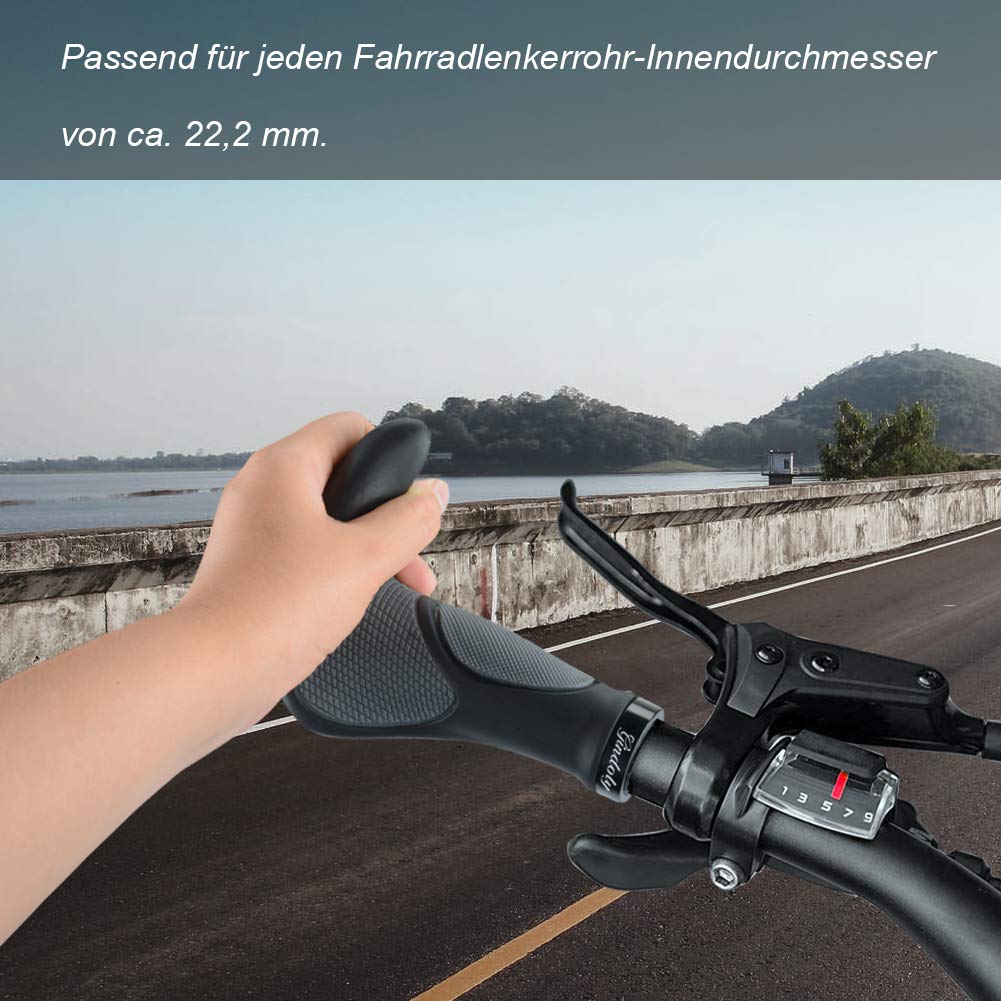 Gindoly Fahrradgriffe Ergonomisch Fahrradlenker jedes Fahrrad - Lenkergriffe für perfekte Griffsicherheit rutschfest Fahrradlenkergriffe Lenker Handgriffe MTB, Schwarz/Grau