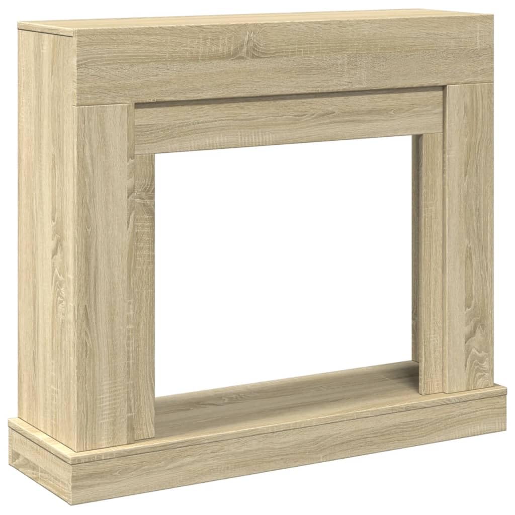 Vidaxl Sonoma Oak Fireplace Surround, Fire Surround Only Compatible With Led Flame, Fireplace Frame For Living Room Hallway, Engineered Wood