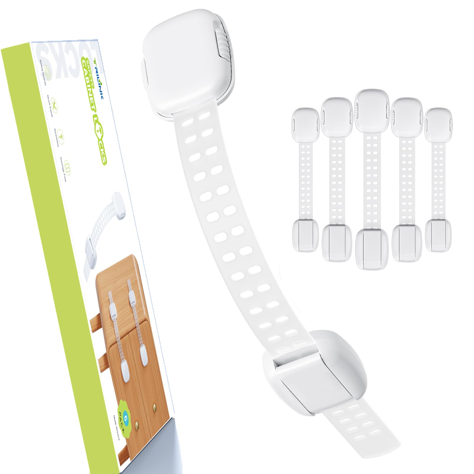 Cierre Seguridad Cajones Bebé 6pcs, Rotación de 360°, Longitud Ajustable, Seguridad Puertas Niños, Seguro Puertas Bebé, Protector Cajones Bebe para Armarios, Nevera, Muebles, Cajones, Hornos, Inodoro