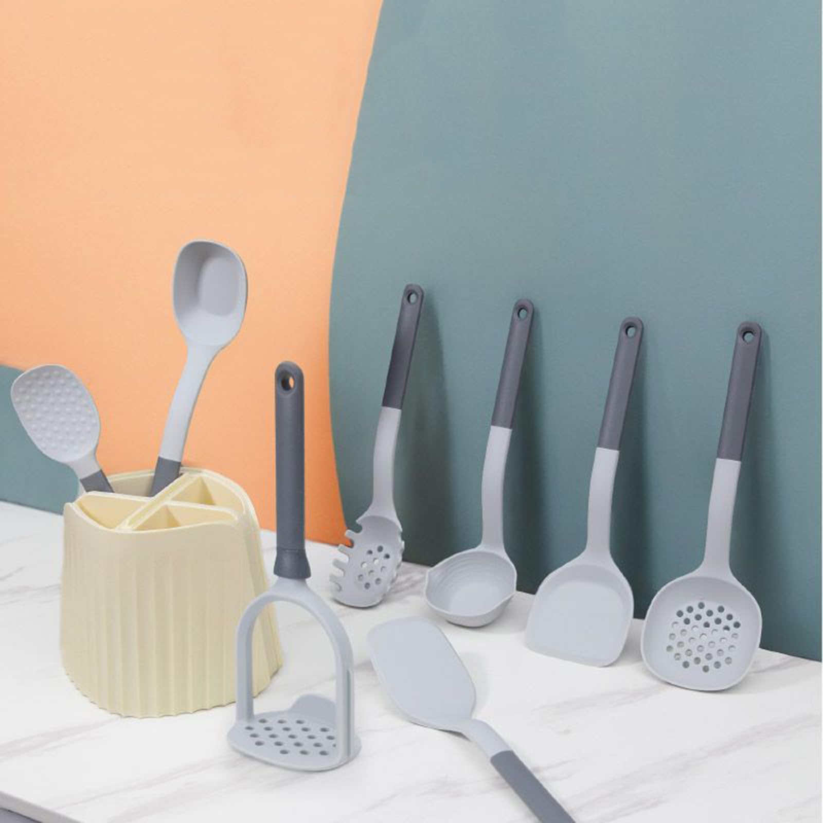 Küchenhelfer Set, 9 Stück Silikon Schwarz Küchenset Küchenutensilien Mit Utensilienhalter, Antihaft Hitzebeständiger Kochbesteck Kochutensilien Set Für Kochen, Gesund, Leicht Zu Reinigen
