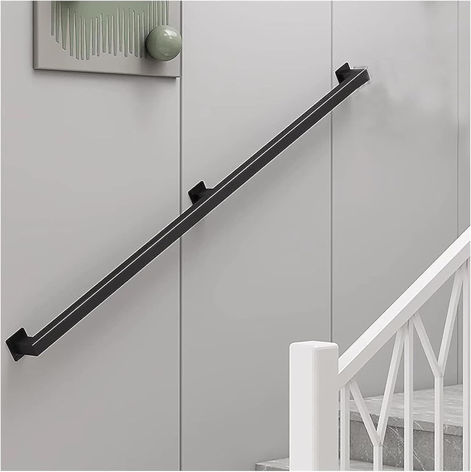 Modern Staircase Handrail Wall Mount Stair Railings, Square Pipe Stair