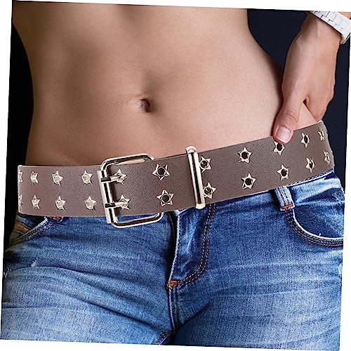 Punk Waist Belt for Men Double Row Star Eyelets Fashionable Casual Jean Accessory Metal Buckle for Parties and Costumes4