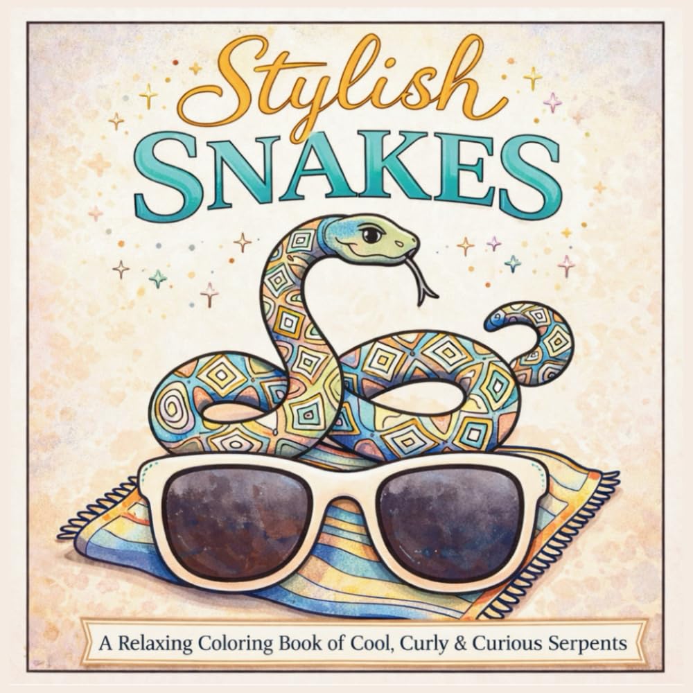 Stylish Snakes: A Relaxing Coloring Book of Cool, Curly & Curious Serpents for Adults and Teens – Stress Relief Animal Designs, Modern Patterns & Creative Mindfulness