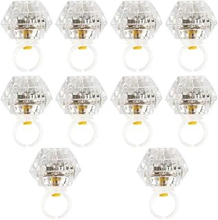 LED Light up Rings Toys, White Led Bumpy Rings for Birthday Bachelorette Bridal Shower Gatsby Party Favors, Clear Case 10 Pack