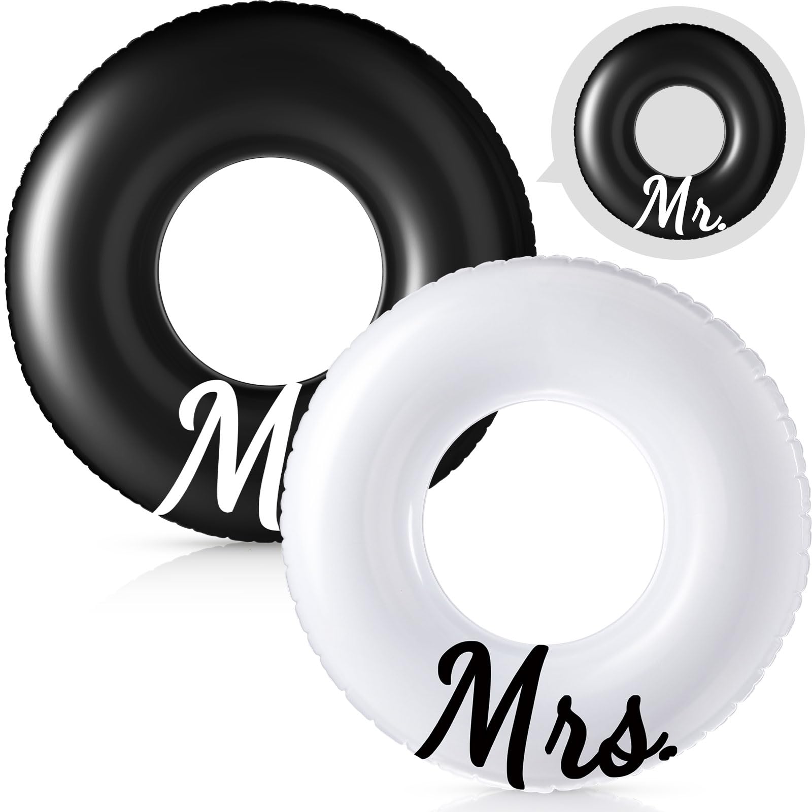 Silipull 2 Pcs Mr and Mrs Pool Floats 48 Inch Wedding Inflatable Ring Tube