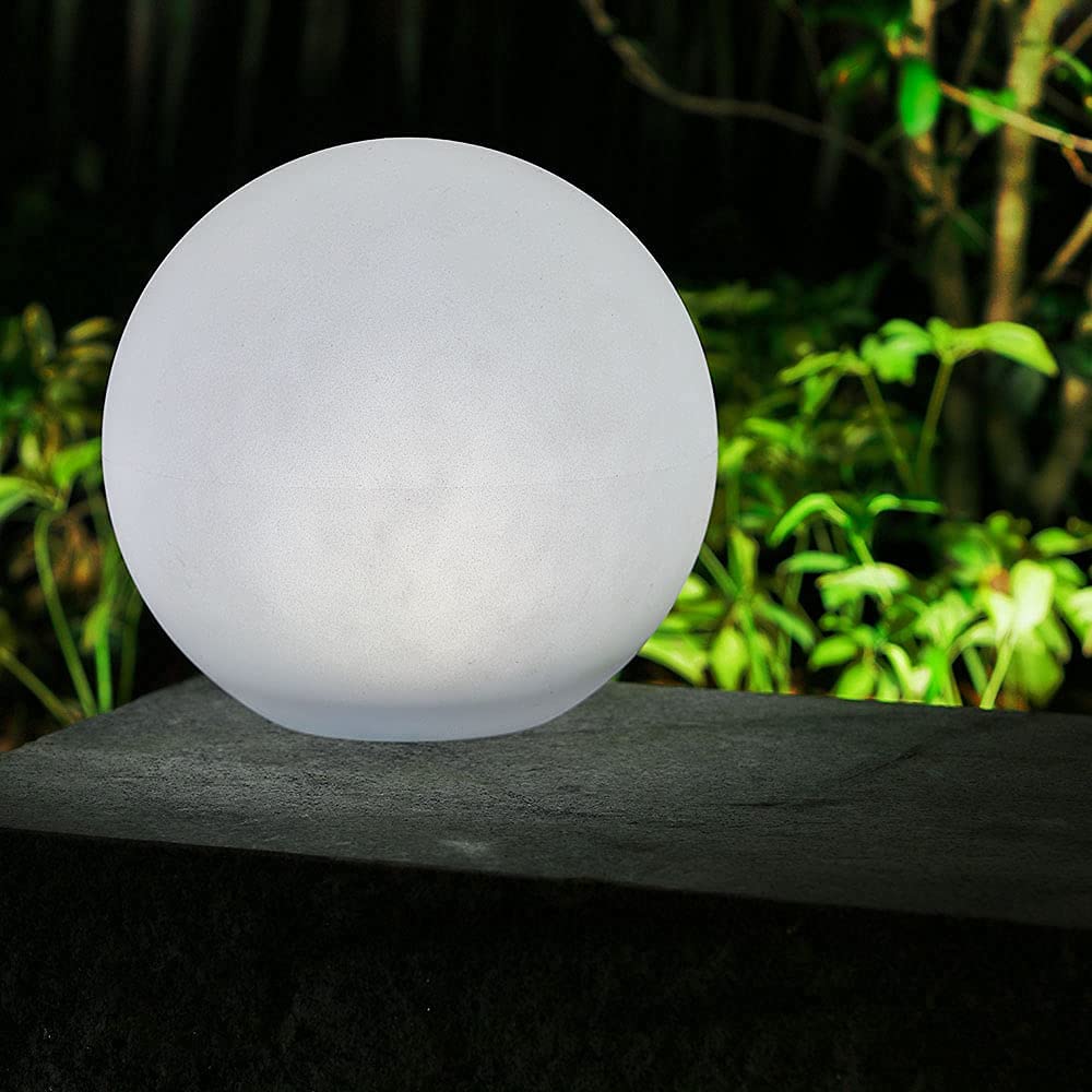 Dapo 2x Hochwertige LED-Außen-Garten-Solar-Kugel-Leuchte BIRTA mit Spieß, USB-Kabel und Fernbedienung, Reichweite 6m, Kunststoff, 2 x LED farbechselnd-tageslichtweiß, IP44, (Durchmesser 25cm)