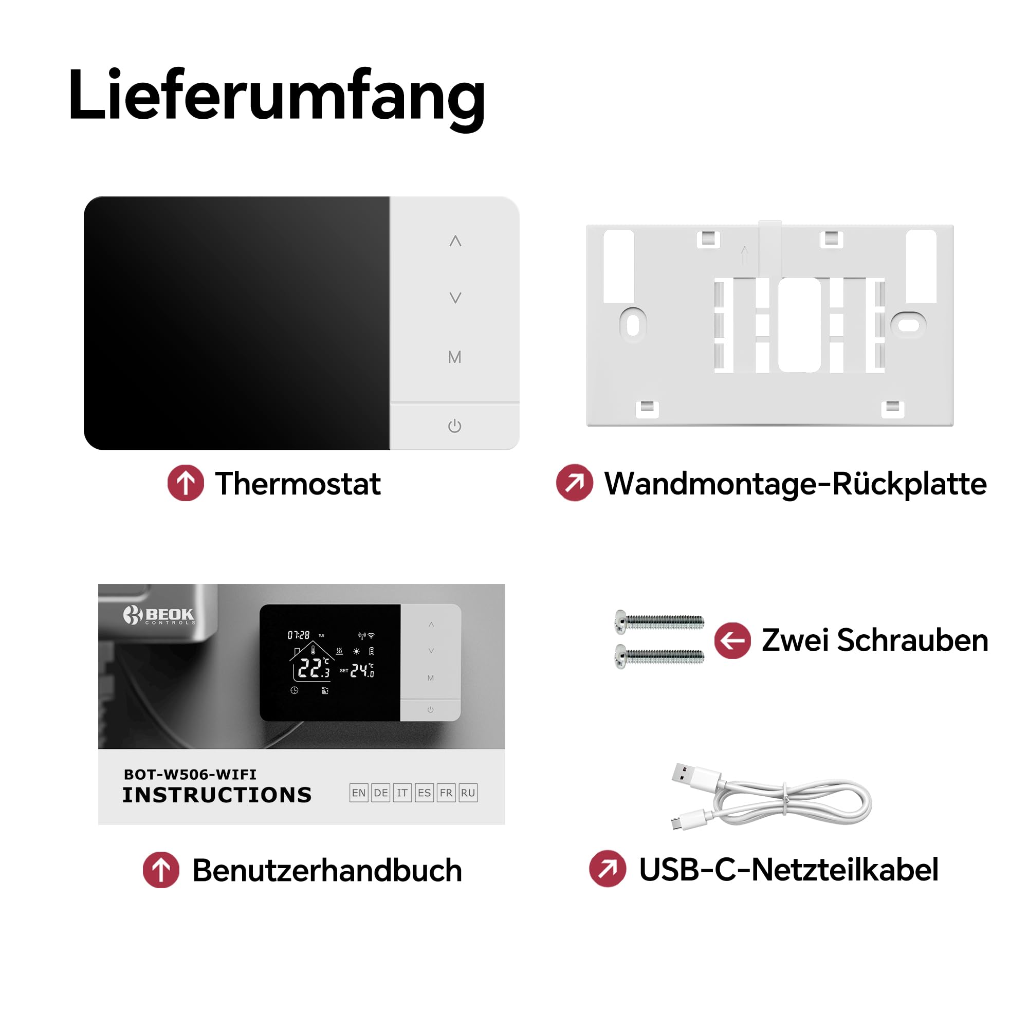 BEOK CONTROLS Thermostat für Gasheizkessel, Kabelloses Heizungsthermostat