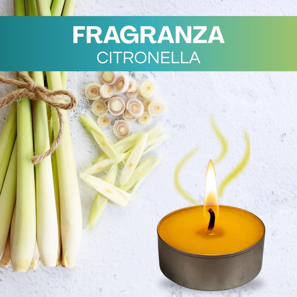 Virsus 200 Tea Light antizanzare alla citronella candeline Ceri profumate antigoccia per interno e esterno lumini da Giardino Feste ed Eventi
