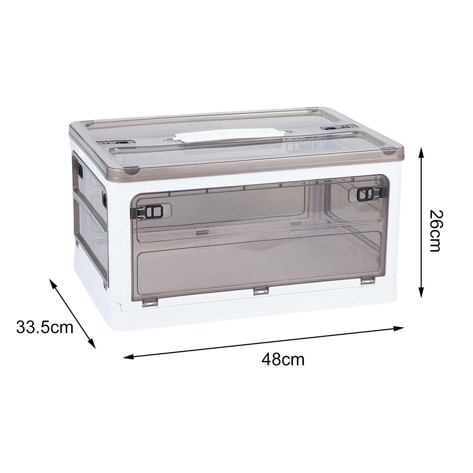 Aufbewahrungsbox Faltbarer Lagerbehälter mit Deckel Rollen Und Griffen Transparentes Design Zum Einfachen Finden von Gegenständen Stabiler Stapelmecha, Mittelweiß