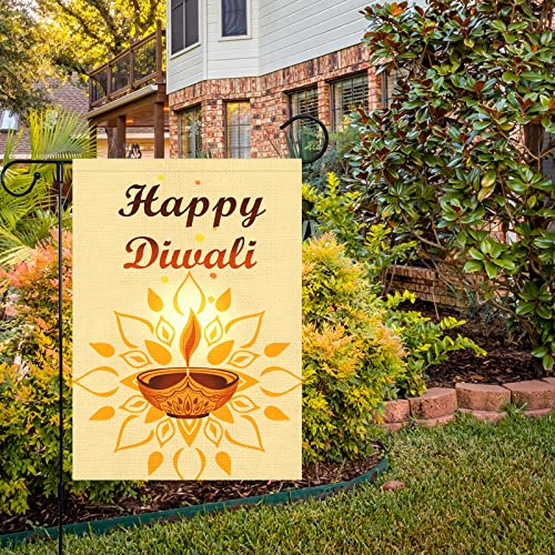 Heyfibro Happy Diwali Garden Flag Indian Festival Of Lights Oil Lamp Garden Flags 12X18 Inch Double Sided Burlap Vertical Diwali Yard Gift For Outdoor Decoration Sign(Only Flag) #TOP1