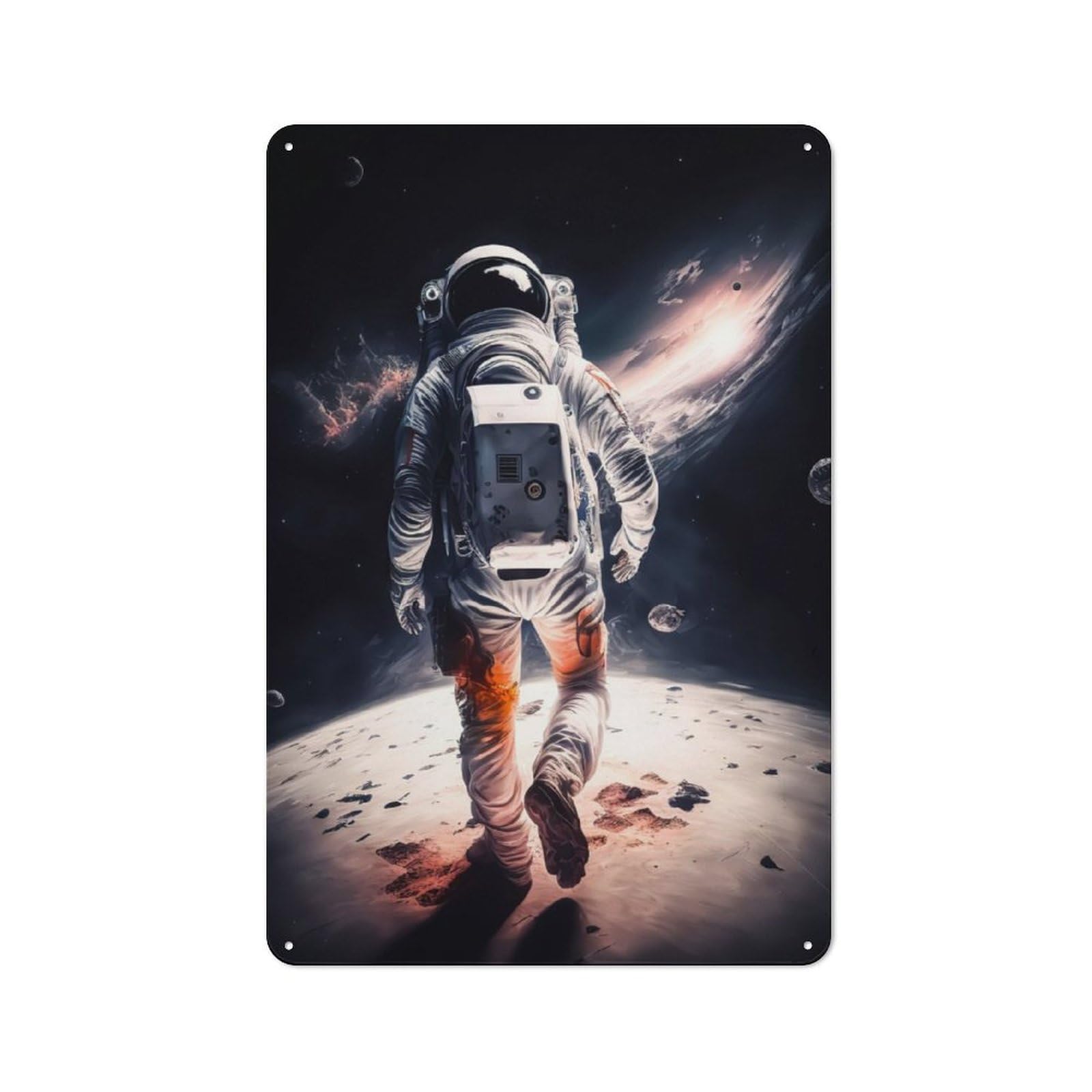 Junmoney Astronaut In Outer Space Vintage Metal Plaque 30X20cm For Dining Room Or Kitchen, For Home Decor Collectors Refreshing A Room In Autumn