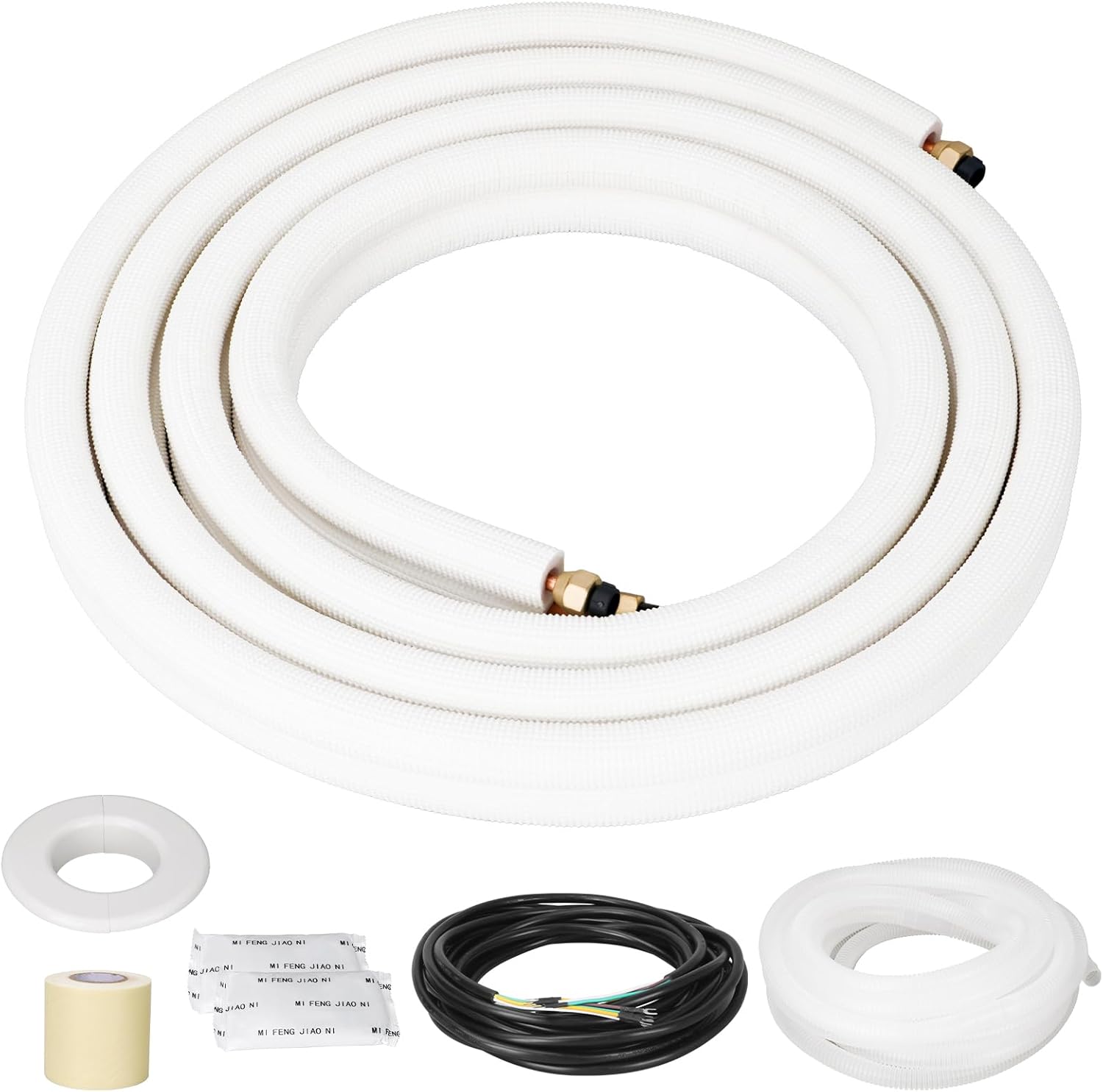 13 Ft Mini Split Line Set Air Conditioning Copper Tubing Pipe Extension 1/4" & 3/8" PE Thickened for AC and Heating 9000BTU White 13Ft