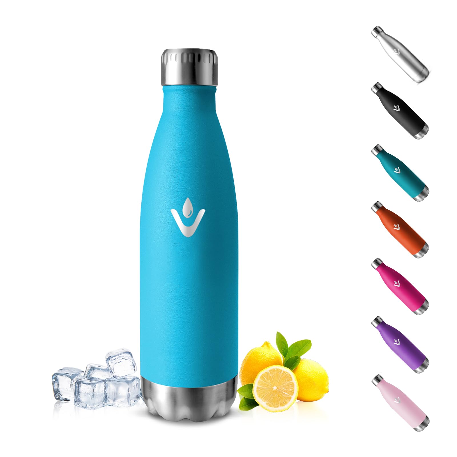 Mulbijeo Stainless Steel Water Bottle, 500 ml, Thermos Flask, BPA-Free, Sports Water Bottle, Leak-Proof Water Bottle, Suitable for Carbonated Drinks, Thermos Flask for Fitness, Gym, Bicycle