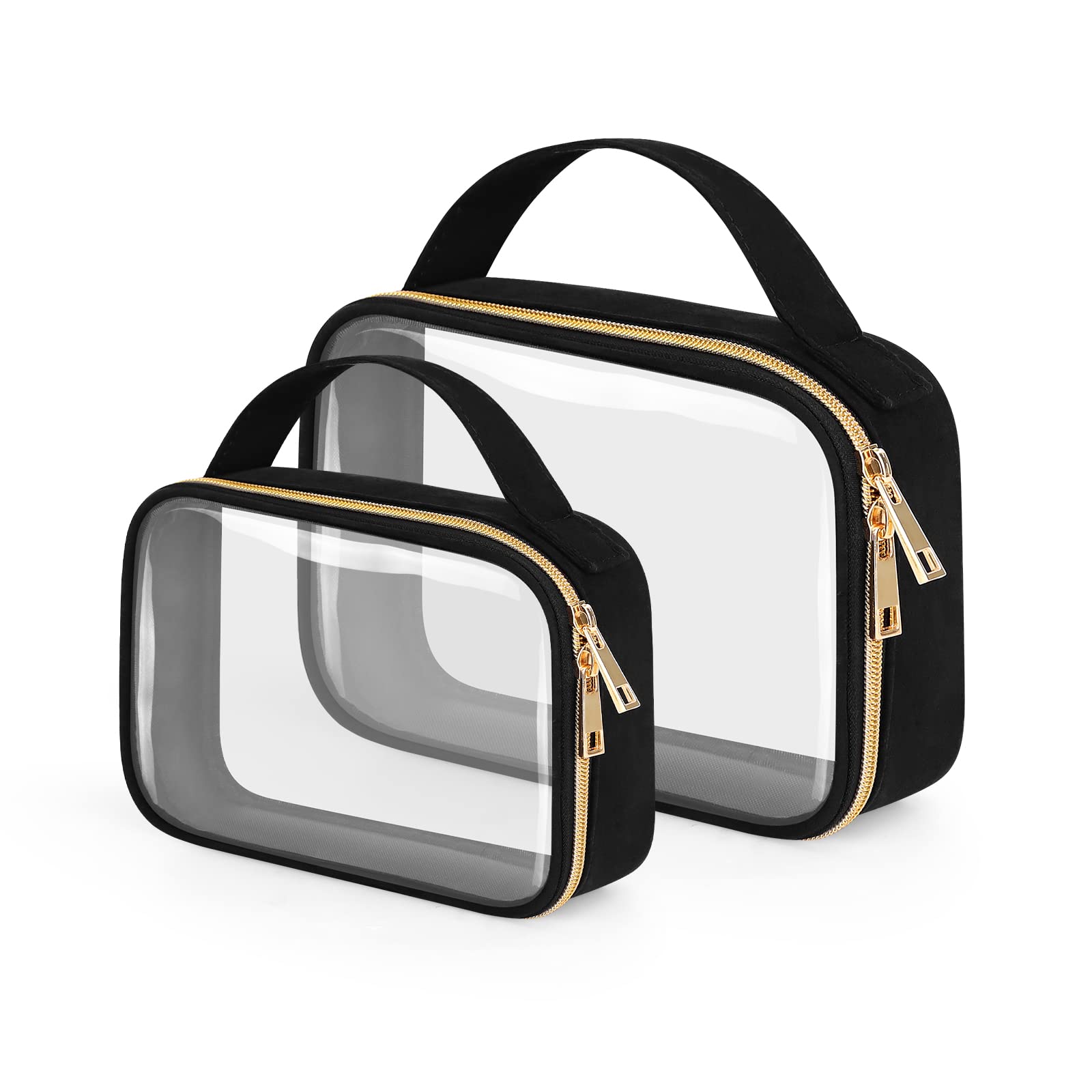 Wedama Neceser de viaje, Negro -, 2 Pack, 1 Medium, 1 Large, Transparente