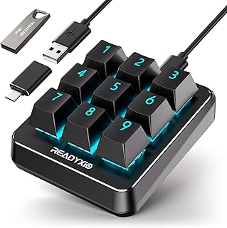 Readyxio Mini Macro Mechanical Keyboard, One Handed Custom Editing Keyboard Macro Keypad with 9 Programmable and Adjustable Keys Compatible for Mac OS,Windows,Vista