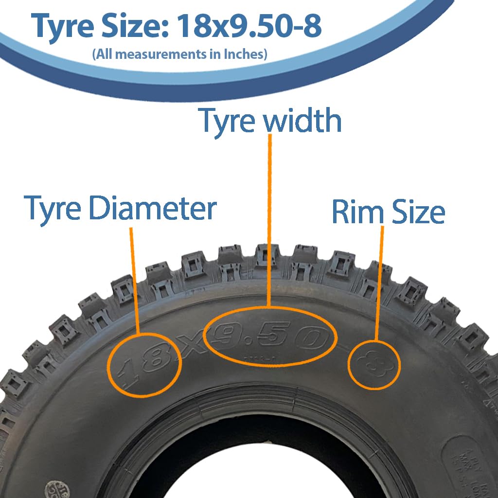Wanda P322 18x9.50-8 ATV Tyres - Set Of 2, 4-Ply Tubeless Knobby Off-Road Tires For Quads