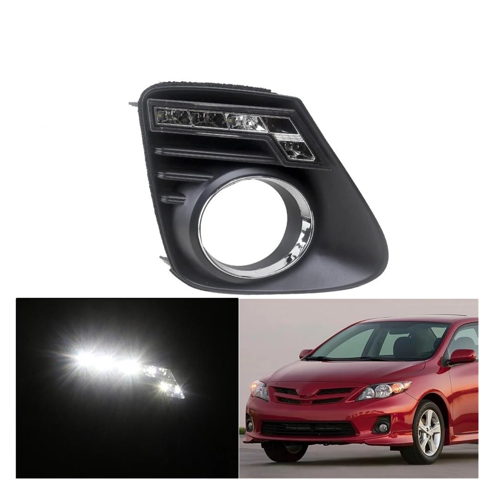 Luz LED DRL Diurna Para Toyota Para Corolla Para Altis 2011-2013 Luz Antiniebla Bisel + Pequeña Para Parachoques Delantero 1 Juego Faros Antiniebla Led(Withoutfoglights1SET)