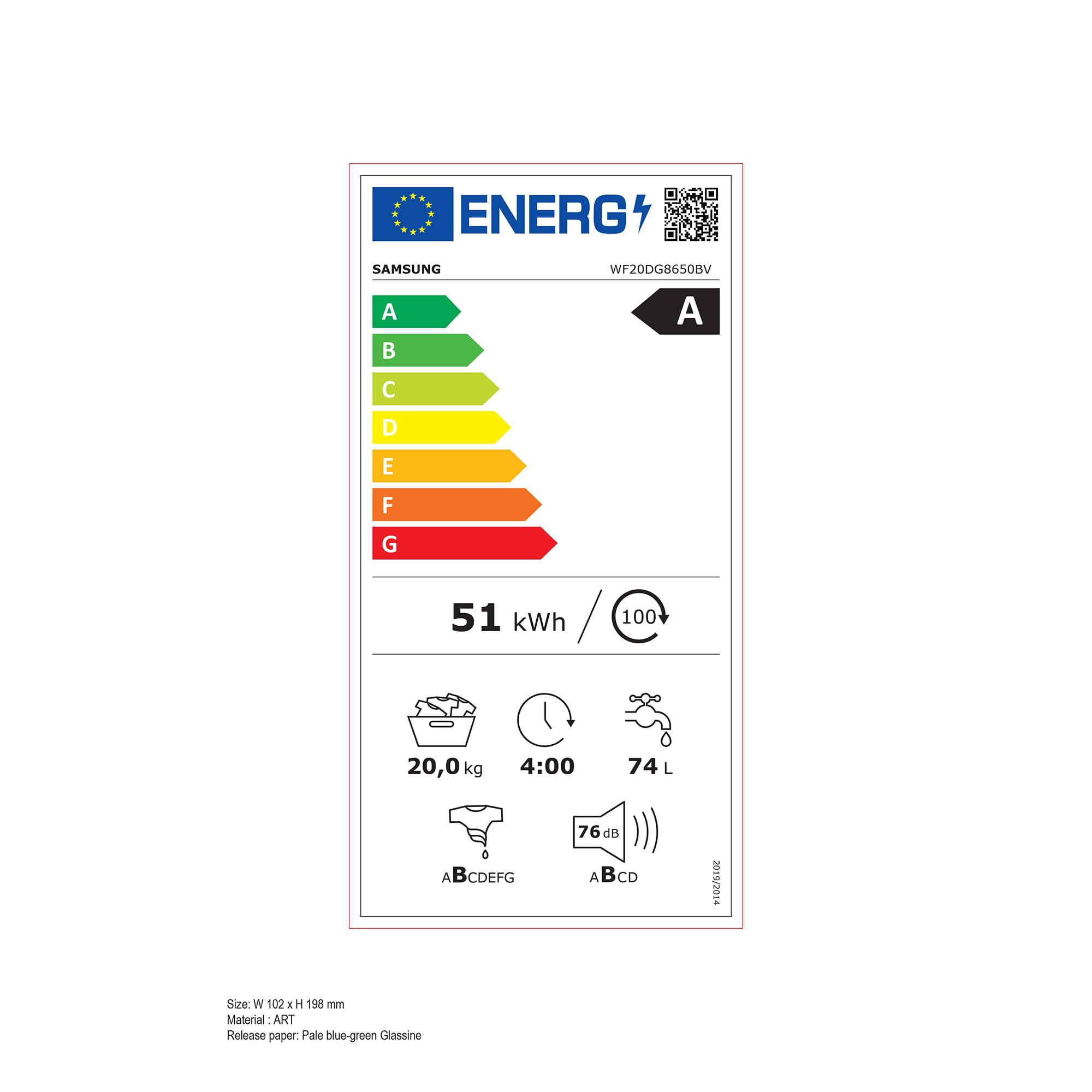 Samsung Lavatrice AI Control WF20DG8650BV/U3 Libera installazione, 20 Kg, Wifi, Ecobubble, AI Wash, Vapore Igienizzante, Carica Frontale, Corpo: Bianco, Oblò: Nero, 68,6l x 98,4h x 87,5p cm