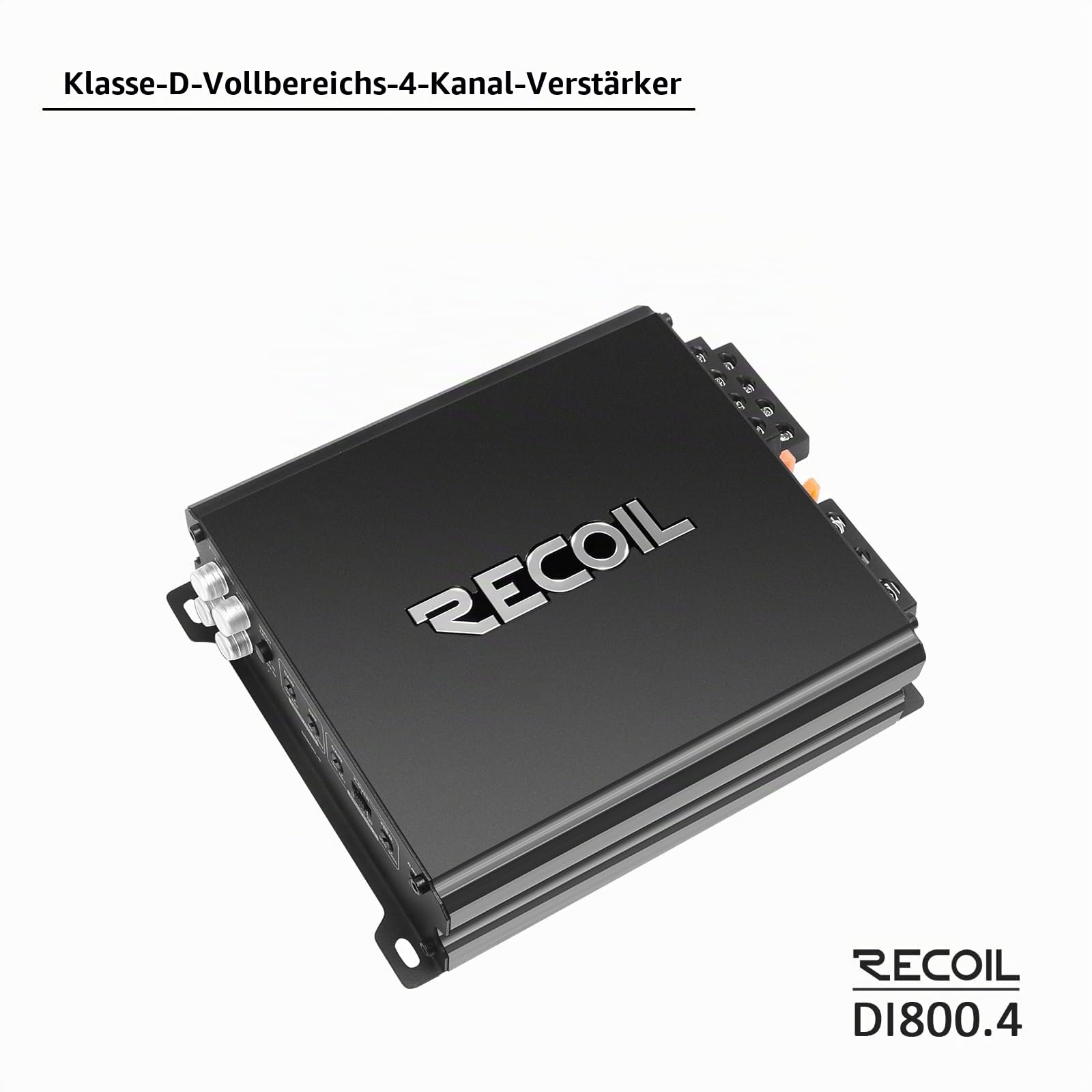 RECOIL DI800.4 Full-Range Class-D 4-Kanal Auto-Audio-Verstärker, 1500 Watt, 2-4 Ohm stabil, Mosfet-Stromversorgung, brückbar