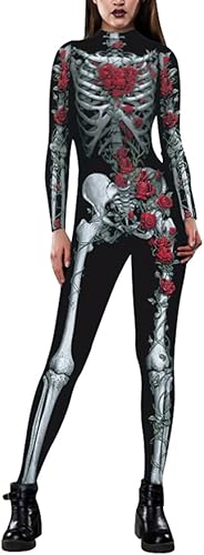 Disfraz de calavera con estampado de calaveras de Halloween, color rosa