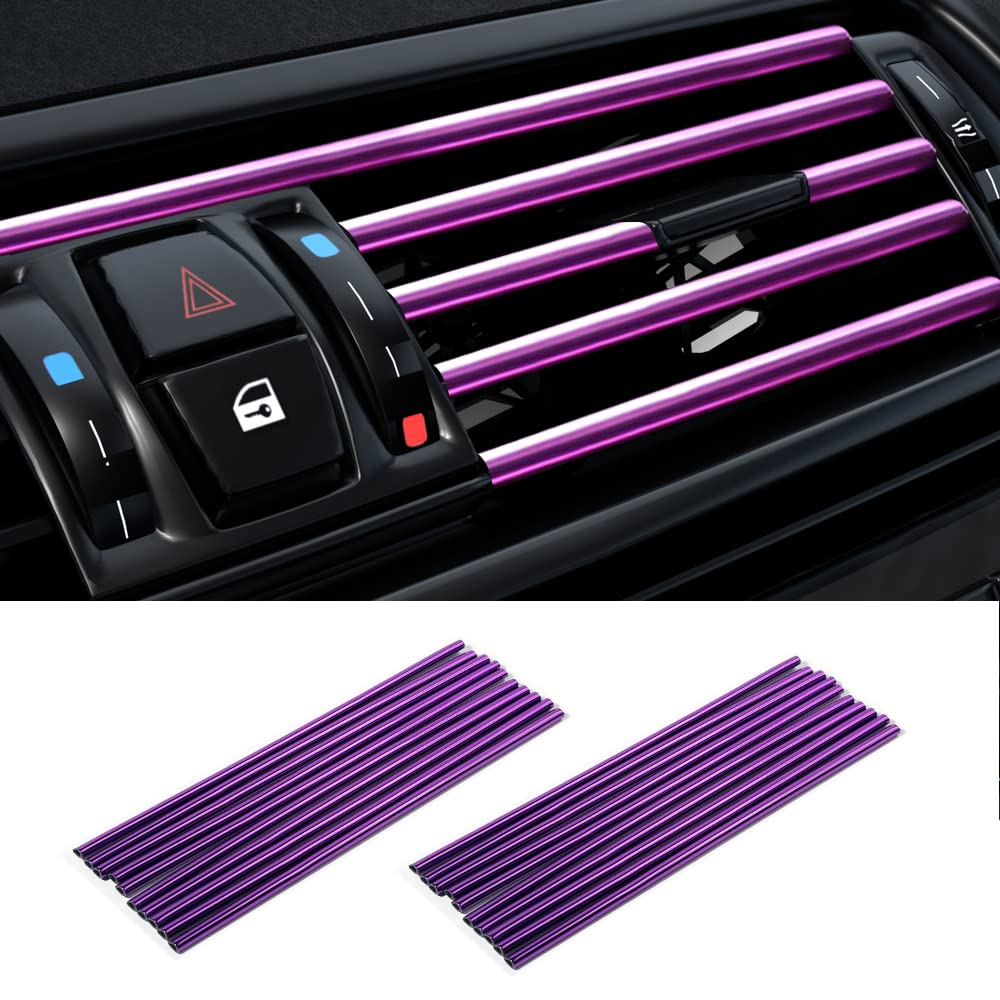 VARGTR 20 Pack Car Auto Air Conditioner Vent Outlet Trim Strip, Car A/Cr Vent Outlet Trim Chrome PVC, Car Interior Trim Strip Line, Universal Bendable Air Vent Outlet Trim Decoration (Purple)-image-17