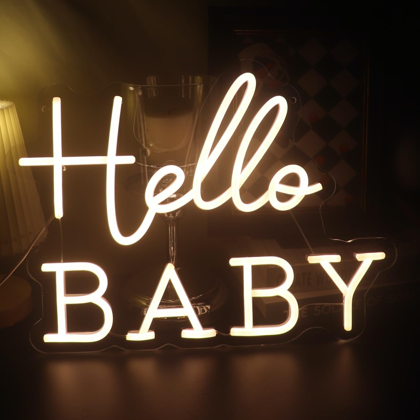 "Hello Baby" LED Neon Sign for Gender Reveal Party - Warm White Letters for Welcome Baby Pregnancy Announcement Baby Shower Yard Decor