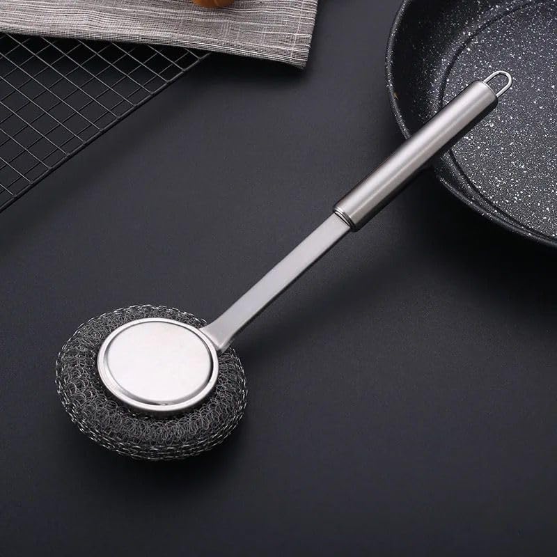 Dwariyan Stainless Steel Handel Dish Cleaner |Stainless Steel Scrubber with Handle | Steel Sponge Ball Brush | Pot Cast Iron Scrubber Pan Cleaning Brush | Rapid Long Steel Handle Brush | Dish Kitchen (B0DG56YSBT) Amazon Price History, Amazon Price Tracker