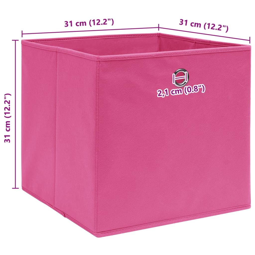 10 scatole portaoggetti, rosa, 32 x 32 x 32 cm, in tessuto, pieghevoli, organizer per camera da letto, bagno, cucina, ufficio, cassetti, scaffale, contenitore