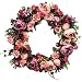 Door Wreath Silk Rose Heads Wine Red Home Wall Decor 18" Vintage Model